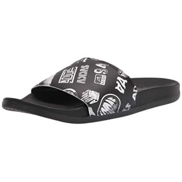 Imagem de adidas Tênis adulto unissex Adilette Comfort Slide, Preto/Preto/Branco, 8 Women/7 Men