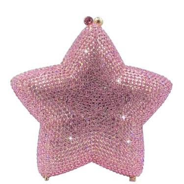 Imagem de Usuisy Novidade 3D Star Shape Bolsa feminina de cristal clutch noite festa baile jantar strass clutch bolsas e bolsas, mini, Rosa, Mini