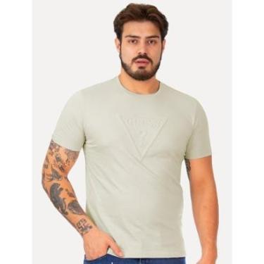 Imagem de Camiseta Guess Masculina Embossed Logo Verde Claro-Masculino