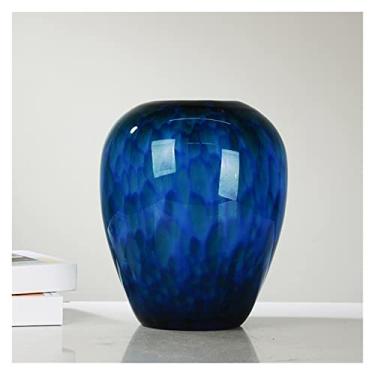 Imagem de Vasos para flores, pavão, azul, vidro, decoração, moderno, leve, luxuoso, sala de estar, armário de TV, varanda, divisória, armário, decoração de flores, vaso decorativo para casa (médio)