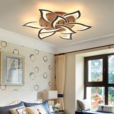 Imagem de Luminária de teto LED moderna para sala de estar, com regulagem de intensidade e controle remoto. Design criativo em metal e acrílico. Ideal para hall de entrada, banheiro, sala de jantar, e