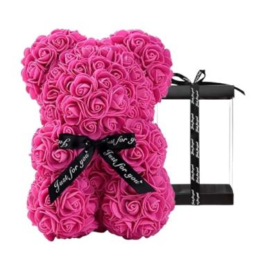 Imagem de Wswqop Urso Floral com Caixa de Presente: Lindo Urso de Espuma com Flores Artificiais de Rosas, Urso de Pelúcia com Rosas para Esposa, Namorada, Amante Ou Pr, Rosa