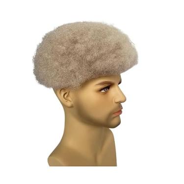 Imagem de Aplique de testa Unidade de peruca cabelo afro onda preto masculino encaracolado sistema substituição humano renda completa(Ombre Afro Curly)