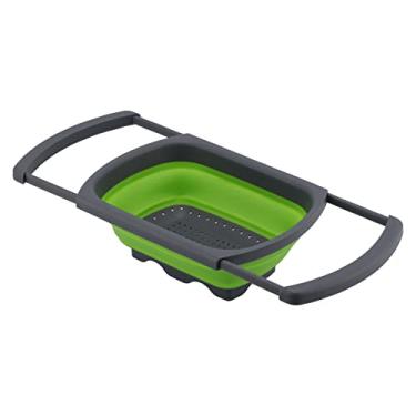 Imagem de Cesta de drenagem dobrável Grcfumo, cesta de drenagem dobrável, peneira para cozinha para drenagem rápida e limpeza completa de frutas e vegetais (Verde)