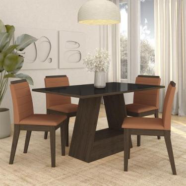 Imagem de Mesa Com 4 Cadeiras Nápoles 1,36 Imbu/pre/terracota - Móveis Arapongas