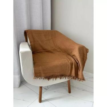 Imagem de Manta Para Sofá King Gigante 3,00 x 1,80 MT Algodão Super Luxo Artesanal Decoração Elegante Premium Conforto(CARAMELO ESCURO.,)