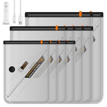 Imagem de KHZSPP 10 sacos de armazenamento a vácuo de viagem com bomba elétrica USB, bolsa de compressão reutilizável à prova de poeira de 3 tamanhos, bolsa econômica para roupas, colchão, cobertor e mochila de