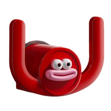 Imagem de Gancho de armazenamento – Adorável gancho de chinelos de desenho animado para banheiro, rack de chinelo perfeito e organizador de armazenamento de chuveiro para família, vermelho