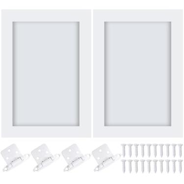 Imagem de Cinnvoice 2 peças de substituição de porta de armário de cozinha de pinho inacabado de 41 cm L x 57 cm A com 4 peças de dobradiças de armário de madeira para cozinha, banheiro, penteadeira