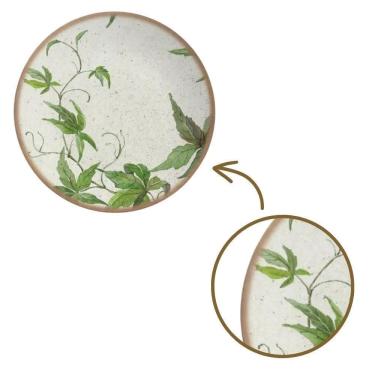 Imagem de Prato Sobremesa De Cerâmica Off White Coup Tropical Leaves Alleanza 20cm