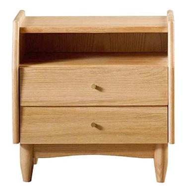 Imagem de Mesa de cabeceira para quarto, mesa lateral pequena, mesa de cabeceira, 2 gavetas, mesa lateral de madeira maciça, quarto, armário de cabeceira, mesa de centro