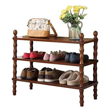 Imagem de Prateleira de sapato, organizador de sapato, 3 camadas, sapateira de madeira maciça, sapateira simples, armazenamento de sapatos, estilo europeu para sala de estar, quarto, corredor, sapato, suporte