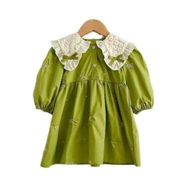 Imagem de Vestido De Princesa Para Meninas De 0 a 6 Anos Com Gola Borboleta E Bo