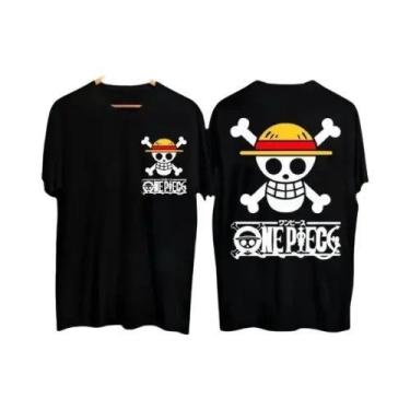 Imagem de Camiseta Branca Masculina De Manga Curta One Piece Distro, Melhor Vend