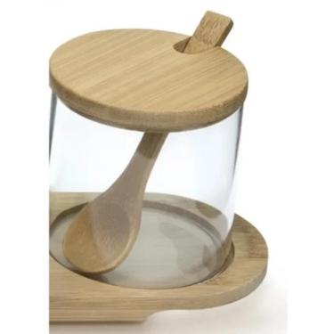 Imagem de Porta Temperos 3 Potes Com Tampa e Suporte em Bambu - Mimo