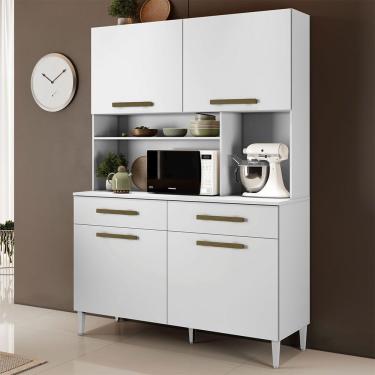 Imagem de Armário Ceará 4 Portas 2 Gavetas Em Mdp Kaiki Móveis Branco