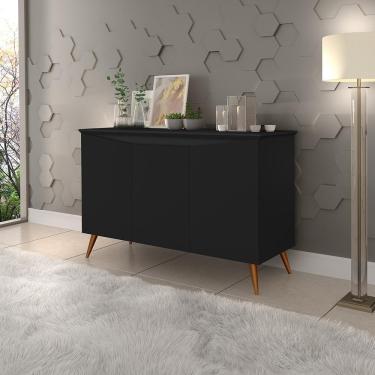 Imagem de Buffet Aparador Encanto - 3 Portas Prateleira Interna Mdf Preto - Movelove Preto