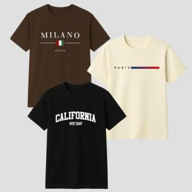 Imagem de Kit 3 Camisa Camiseta Masculina Estilosa Casual 100 Algodão Confortave