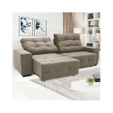 Imagem de Sofá 3 Lugares Linoforte Bonno com 200 cm de Largura, Retrátil e Reclinável, Revestido em Tecido Suede