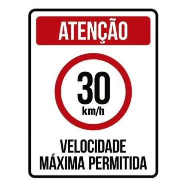 Imagem de Kit 10 Placa Acm Velocidade Máxima 30Km Máximo 18X23 - Sinalizo