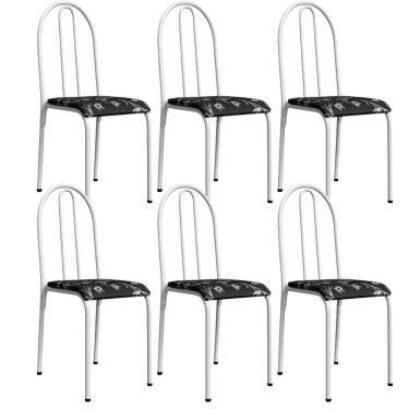Imagem de Kit 6 Cadeiras 544 Sala Jantar Cozinha Pés Aço Tubular Floral Branco