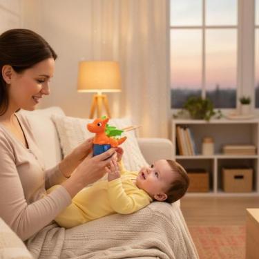 Imagem de Bebê Dragão Flying Baby Laranja com Asas de Vinil Brinquedo Colecionáv