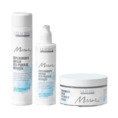 Imagem de Glatten Mirror Shampoo e Máscara e Leave-in