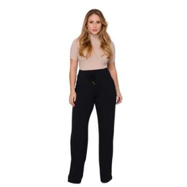 Imagem de Calça Pantalona Cós largo Bolsos B’Bonnie Jane Preta-Feminino