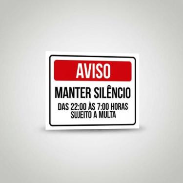 Imagem de Placa Acm Aviso Manter Silêncio Multa 18X23 - Sinalizo