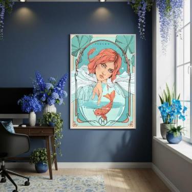 Imagem de Quadro Decor Mulher De Peixes 70X50Cm Mold Preta - Quadros On-Line