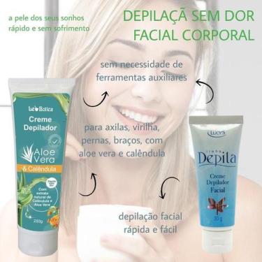 Imagem de Cremes Depilação Sem Dor Depila Rosto Corpo Virilha Axila - Lucys