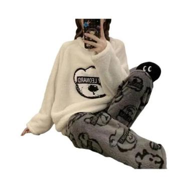 Imagem de Conjunto De Pijamas De Flanela Quente E Espessa Para Mulheres Em Taman