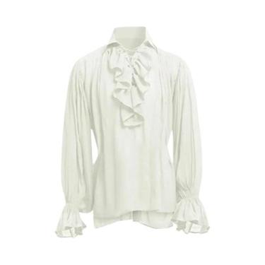 Imagem de Camisa Masculina De Manga Longa Estilo Pirata Steampunk Gótico Renasce