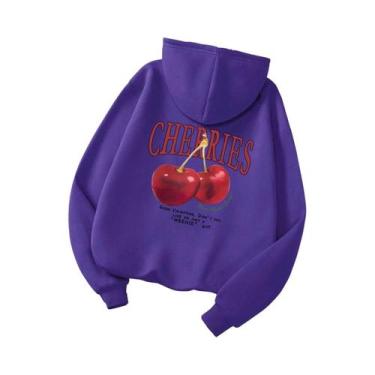 Imagem de Moletom Unissex De Hip Hop Com Capuz, Estampa Divertida De Cerejas E D