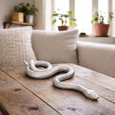 Imagem de Estátua Cobra Serpente Escultura Decorativa Casa em Resina Dourado - P