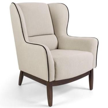 Imagem de Poltrona Decorativa Fixa Base de Madeira Milena Algodão Poliéster C-39