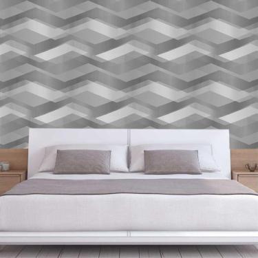 Imagem de Papel Parede Geométrico Cinza Adesivo Decorativo Sala Quarto