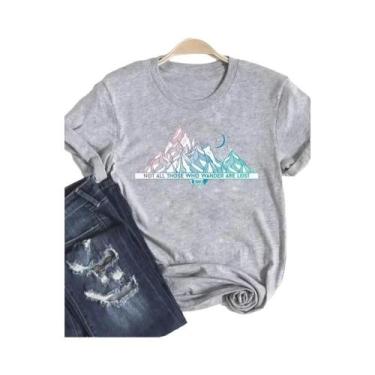 Imagem de Camiseta Vintage Cinza Com Estampa Floral Para Mulheres, Moda De Verão