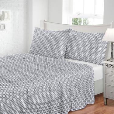 Imagem de Jogo de Cama Lençol Queen Jolitex Estampado Toque de Seda 300 Fios 4Pç