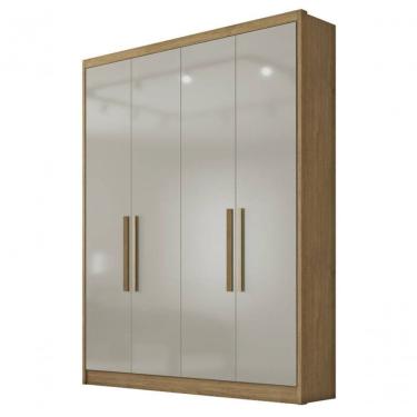 Imagem de Guarda Roupa Solteiro 4 Portas 3 Gavetas - Sevilha-cumaru/fendi - Móveis Novo Horizonte