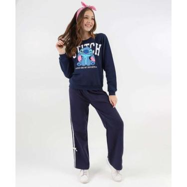 Imagem de Calça Juvenil Wide Leg Moletinho Marisa Tam 10 a 16 Az-15011, Azul, 10