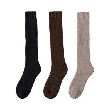 Imagem de Meias Masculinas De Inverno, Grossas E Quentes, De Lã Merino, Até O Jo