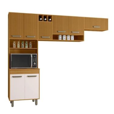 Imagem de Armario De Cozinha Malta Com 8 Portas E Pés Reguláveis Freijo/off Acetinado Freijo/off Acetinado