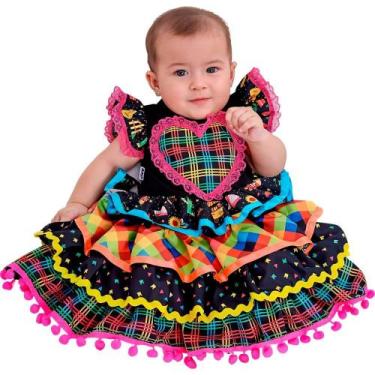 Imagem de Vestido de Festa Junina Bebe Menina de Luxo Com Saia Rodada - Balão En