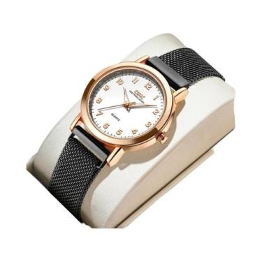 Imagem de Relógio De Pulso Feminino À Prova d'Água Com Pulseira De Malha De Aço 