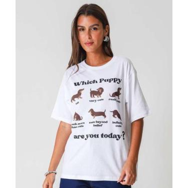 Imagem de Camiseta Feminina Oversized Cachorros Marisa Off White-75092, Off whit