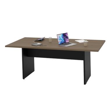Imagem de Mesa de Reunião 2x1m para 6 Pessoas Profissional, Pé Painel, Tampo MDP 30mm, Acabamento ABS Premium, Estrutura 100% MDP para Escritório Corporativo Netmobil (Nogal)