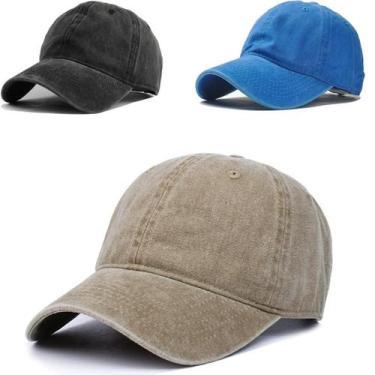 Imagem de Boné Aba Curva Sarja Lavado Liso Old Desbotado Praia Dad Hat 3 Unidade