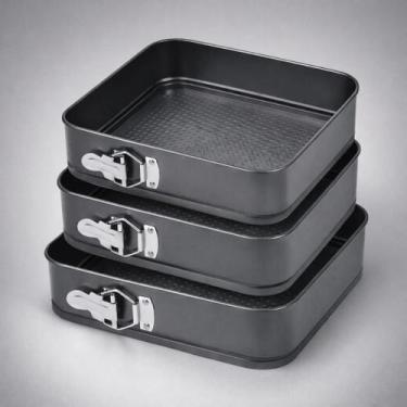 Imagem de Kit Formas de Bolo Fundo Removível 3 Peças Antiaderente - Genérica