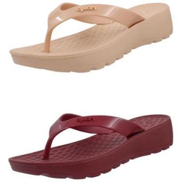 Imagem de Kit 2 Pares Chinelo Feminino Ortopédico Salto Anabela Dijean-Feminino